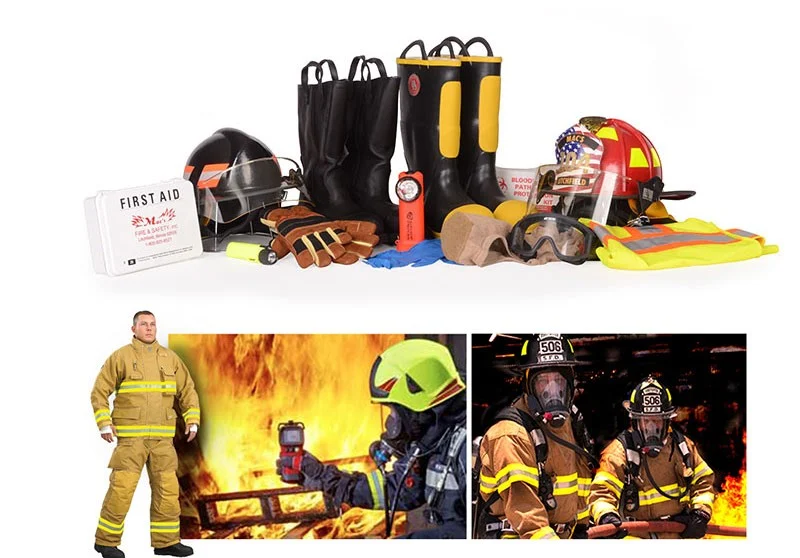 Firefighters and fire safety equipment